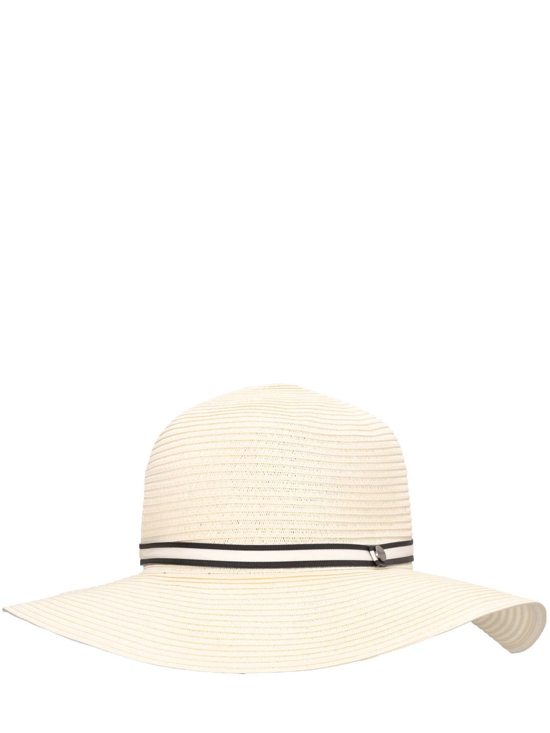 Shop Borsalino Giselle Straw Foldable Hat In White