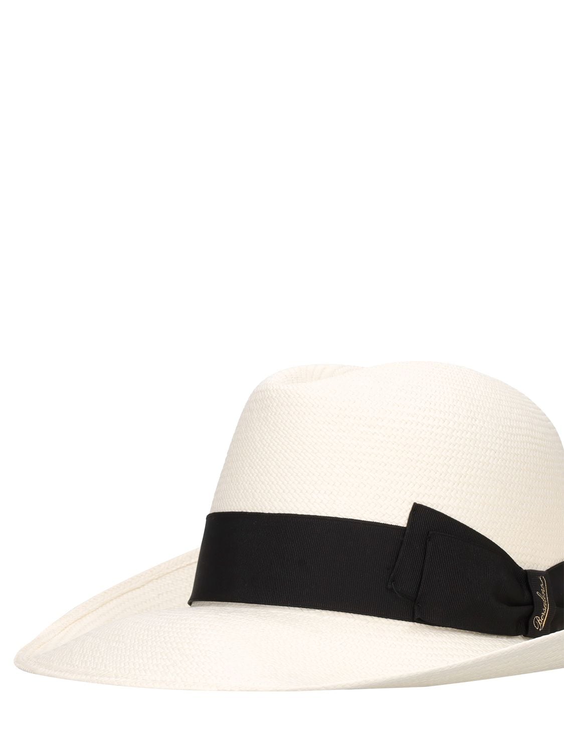 Shop Borsalino Claudette Fine Straw Panama Hat In White,black