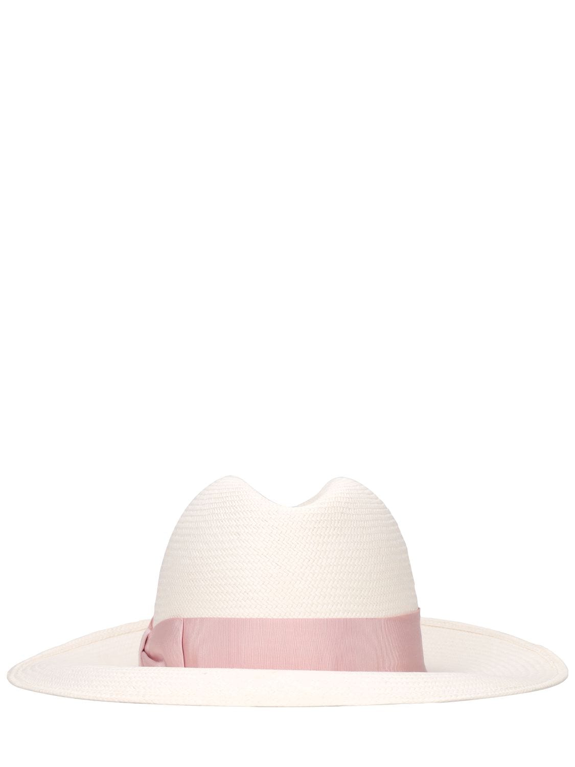 Borsalino Claudette Fine Straw Panama Hat In White,pink