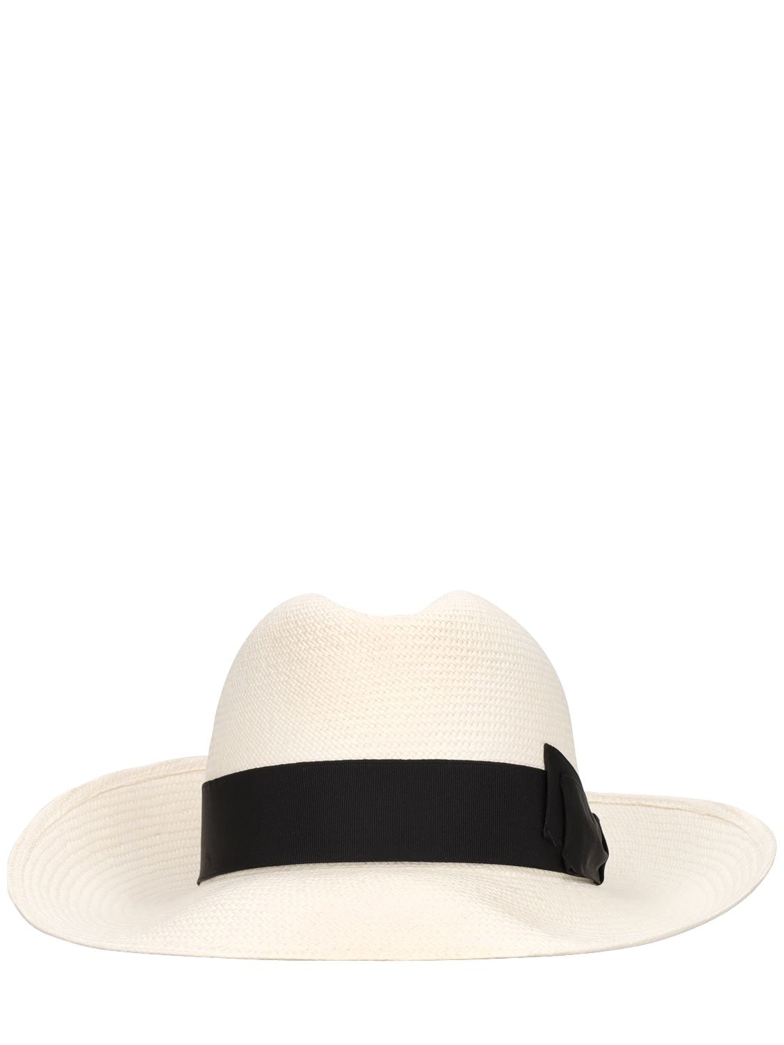Borsalino Claudette Fine Straw Panama Hat In White,black