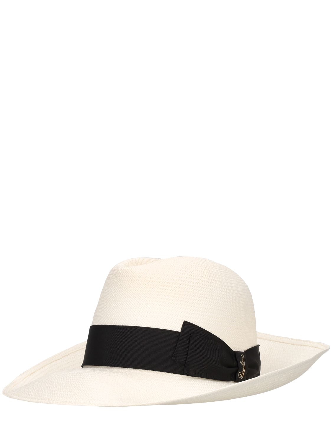 Shop Borsalino Claudette Fine Straw Panama Hat In White,black