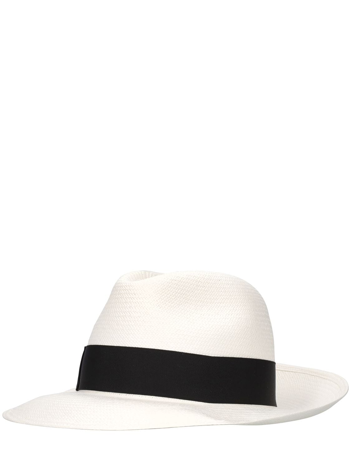 Shop Borsalino Giulietta Fine Panama Hat In White,black