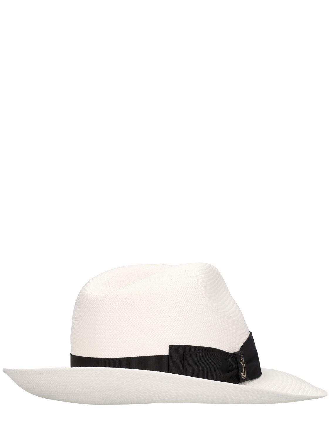 Shop Borsalino Giulietta Fine Panama Hat In White,black