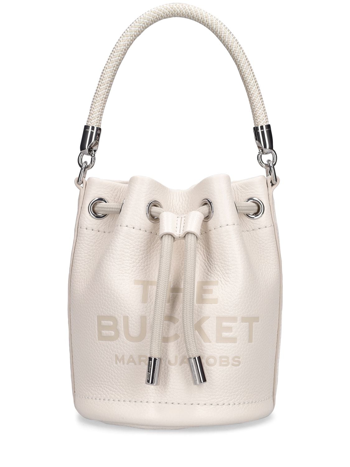 Marc Jacobs The Micro Leather Bucket Bag In Cotton,silver