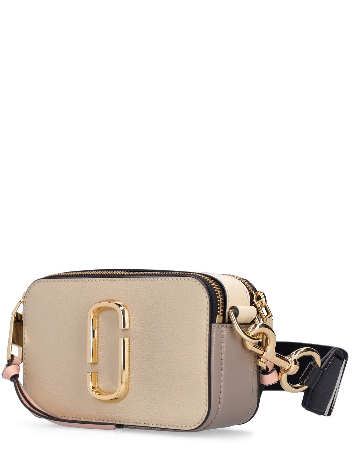 Shop Marc Jacobs The Snapshot Leather Shoulder Bag In Khaki Multi