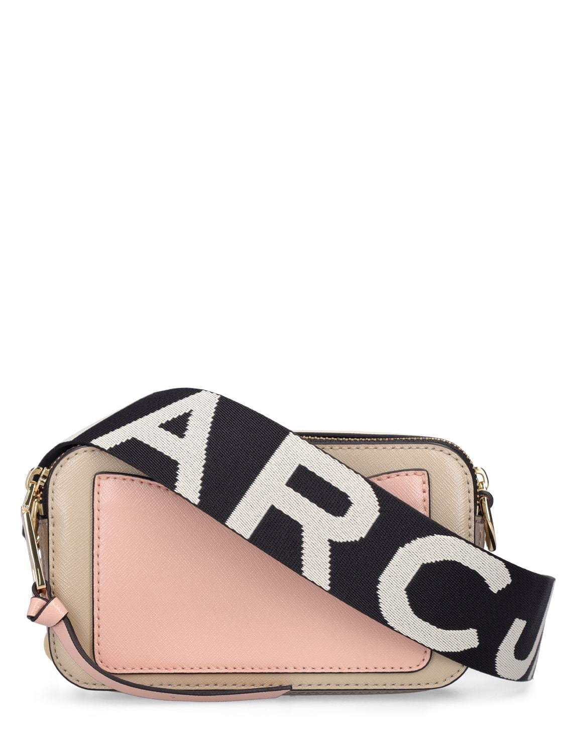 Shop Marc Jacobs The Snapshot Leather Shoulder Bag In Khaki Multi