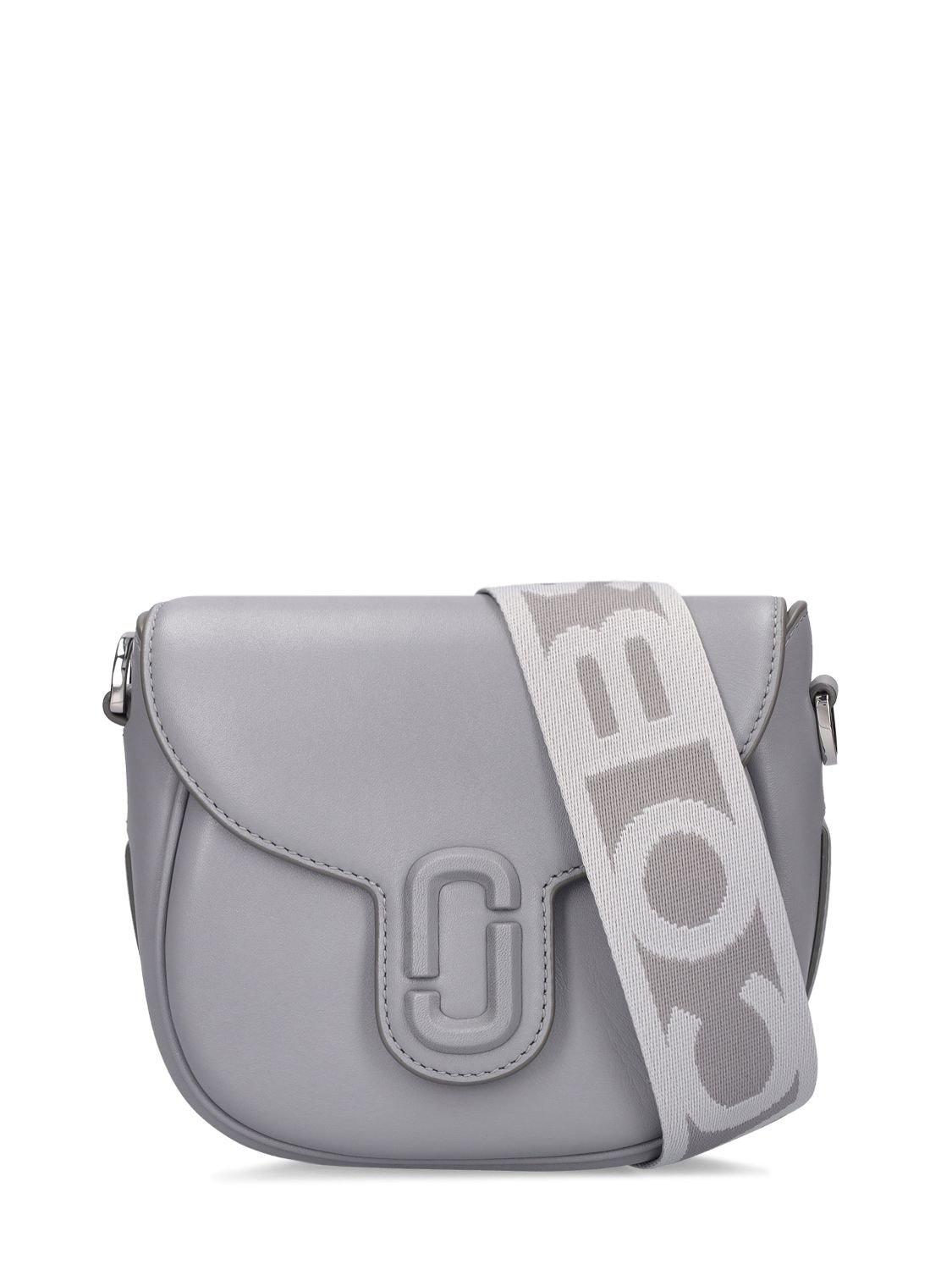 Marc Jacobs The Small Covered J Marc Saddle Bag In Wolf Gray/silver