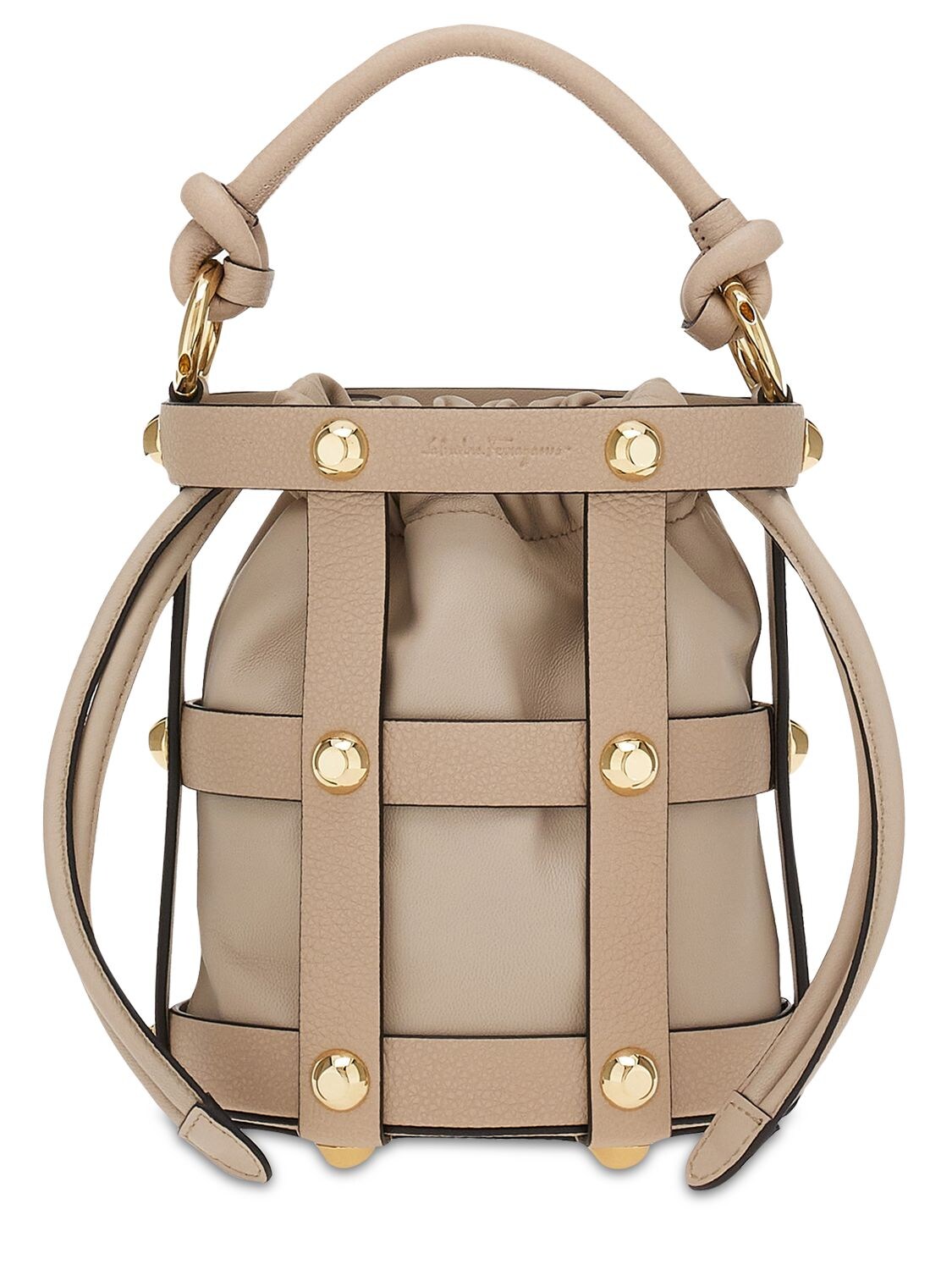 Small F. Cage Leather Bucket Bag