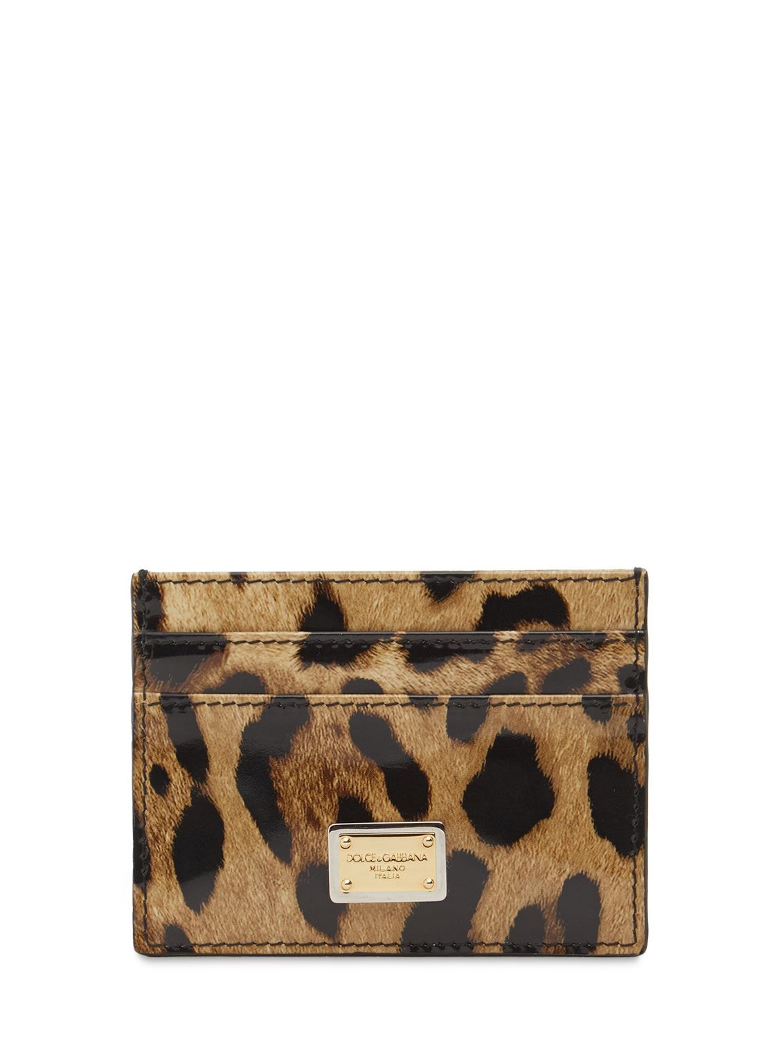 Dolce & Gabbana Printed Leather Card Holder In Leopard