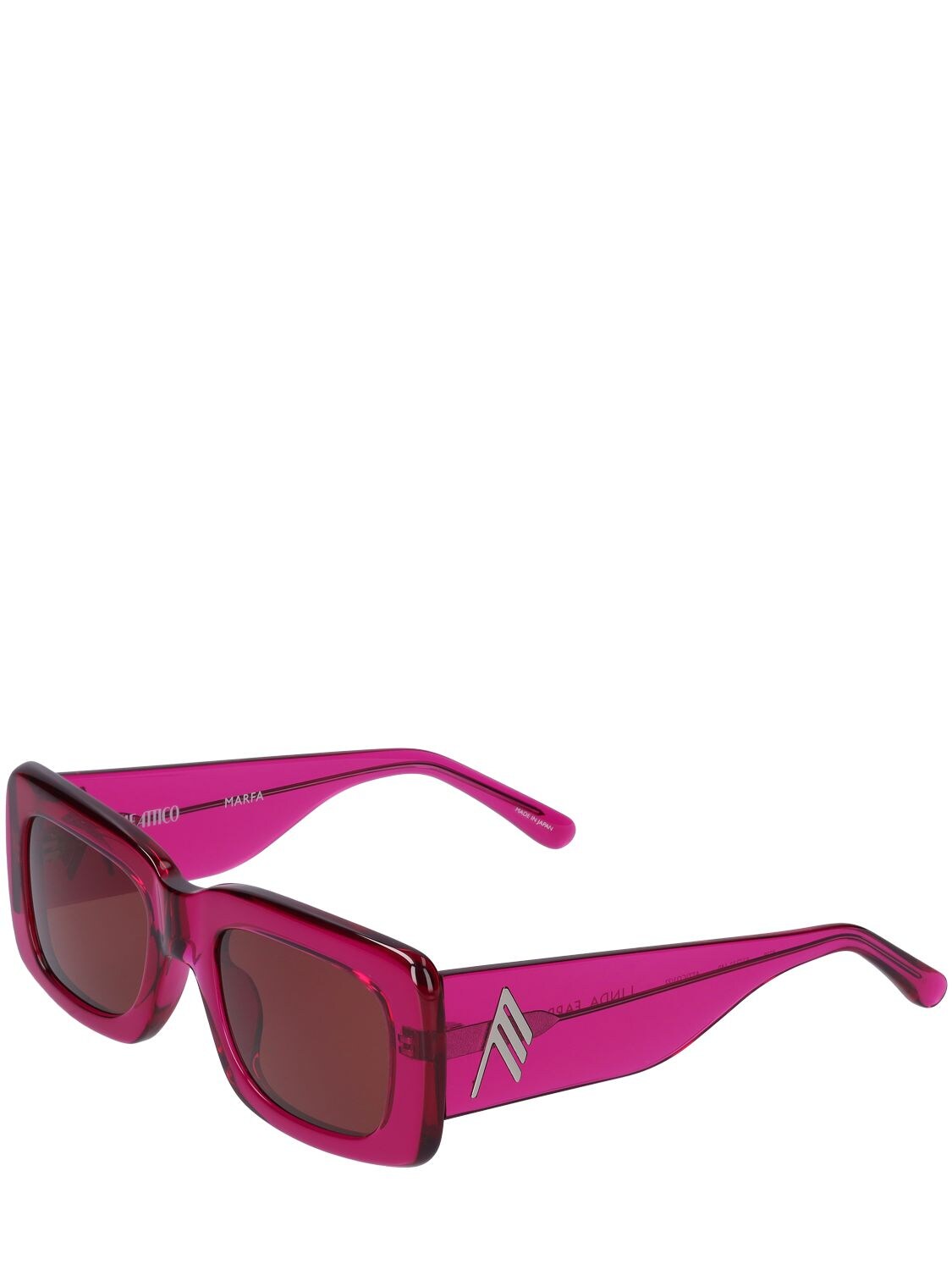 Shop Attico Marfa Squared Acetate Sunglasses In Fuchsia,brown