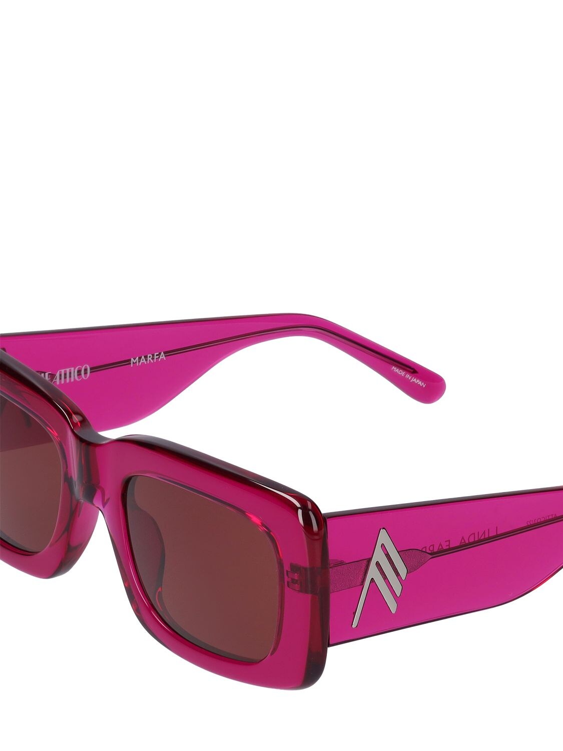 Shop Attico Marfa Squared Acetate Sunglasses In Fuchsia,brown