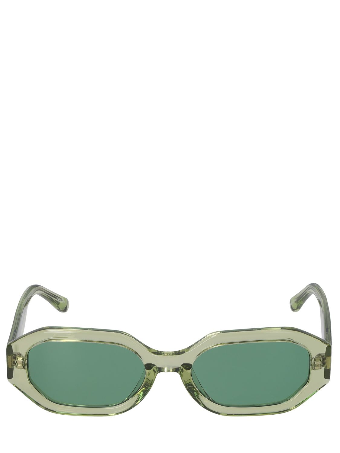 Shop Attico Irene Squared Acetate Sunglasses In Lime Green