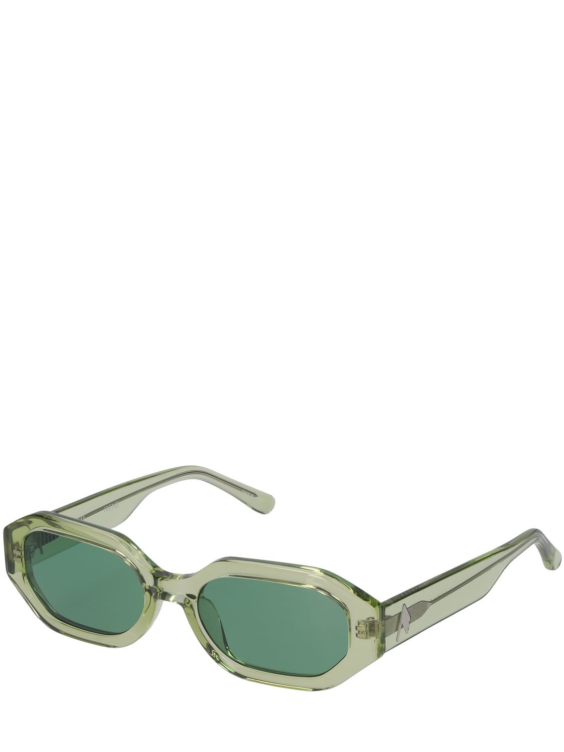 Shop Attico Irene Squared Acetate Sunglasses In Lime Green