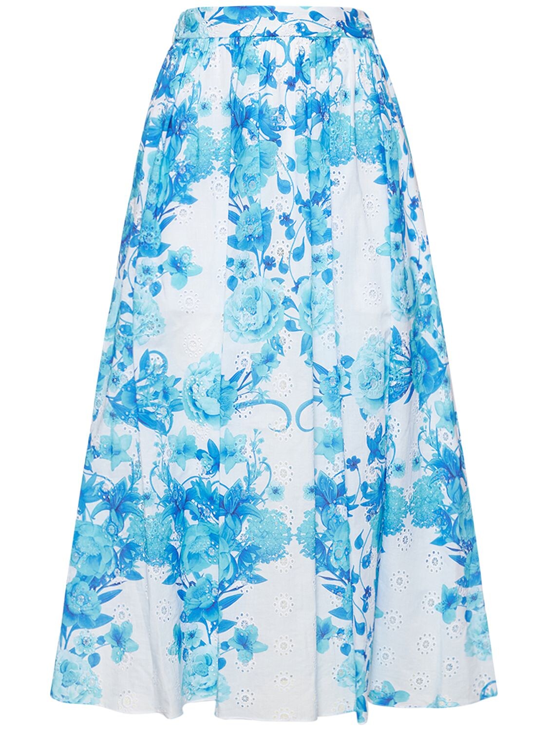 Rhea Printed Cotton Midi Skirt – WOMEN > CLOTHING > SKIRTS