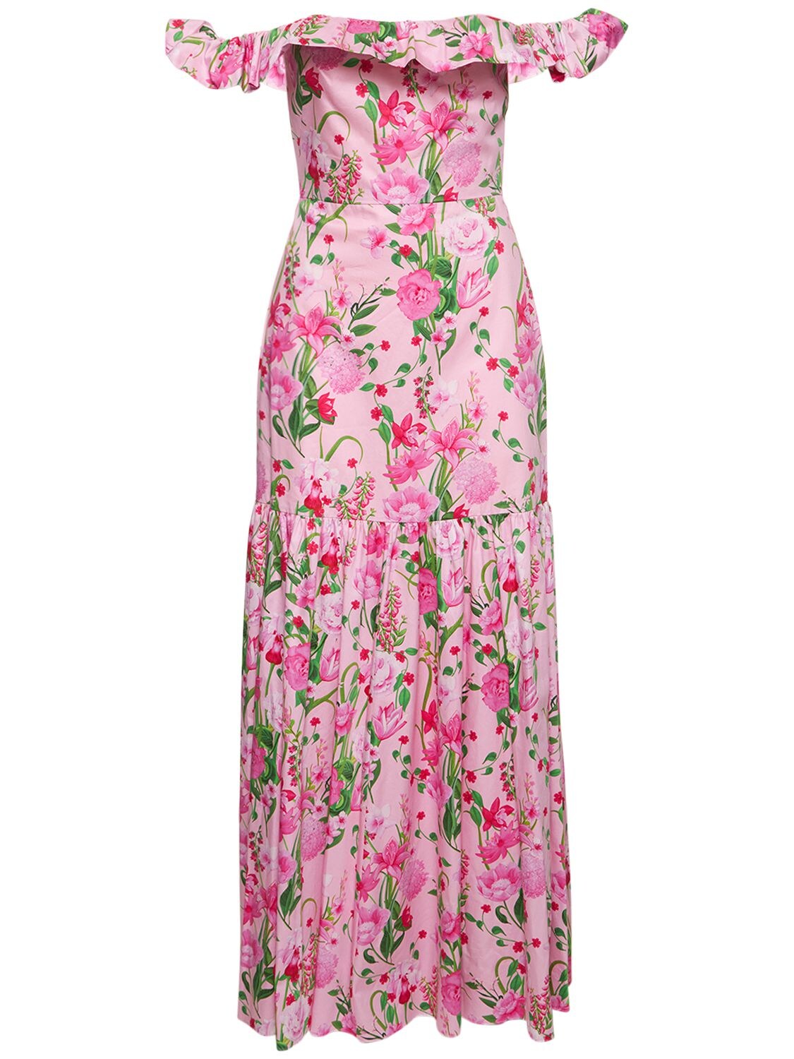 Borgo De Nor Farrah Off-shoulder Floral-print Dress In Pink | ModeSens