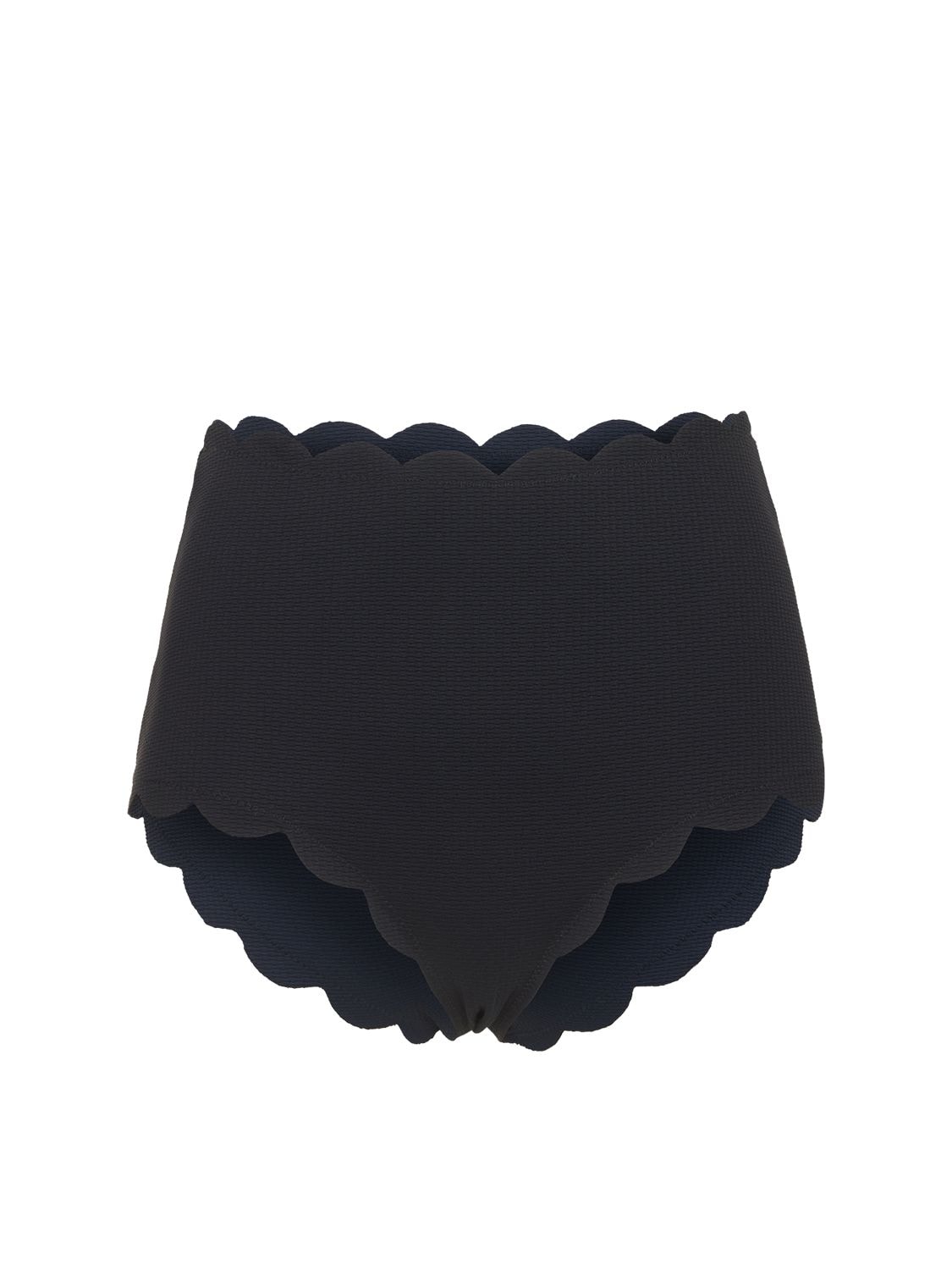 Marysia + Net Sustain Santa Monica Scalloped Recycled-seersucker Bikini Briefs In Black