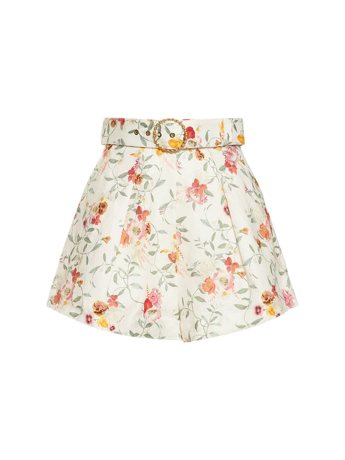 Floral Print Tuck Linen Shorts – WOMEN > CLOTHING > SHORTS