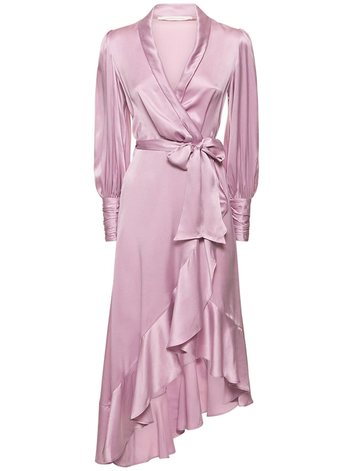 Zimmermann Silk Wrap Midi Dress In Lilac