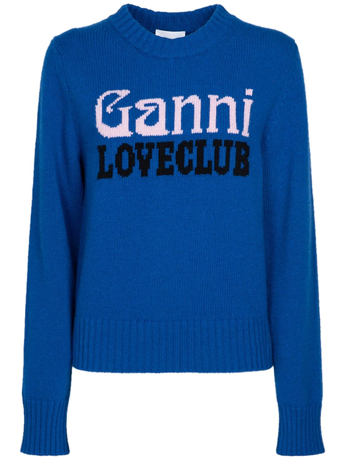 GANNI Graphic Logo Wool Blend Sweater
