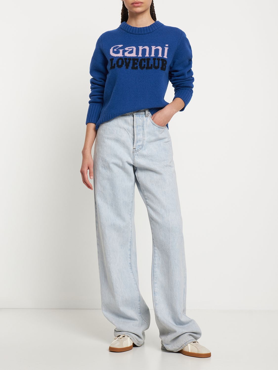 GANNI Graphic Logo Wool Blend Sweater
