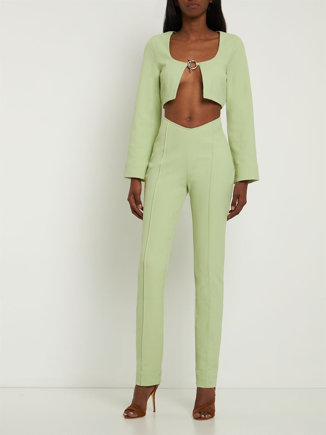 GANNI Stretch Suiting Cropped Blouse