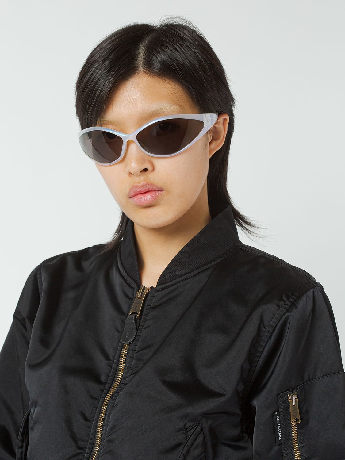 Shop Balenciaga 0285s 90s Oval Acetate Sunglasses In Iridescent