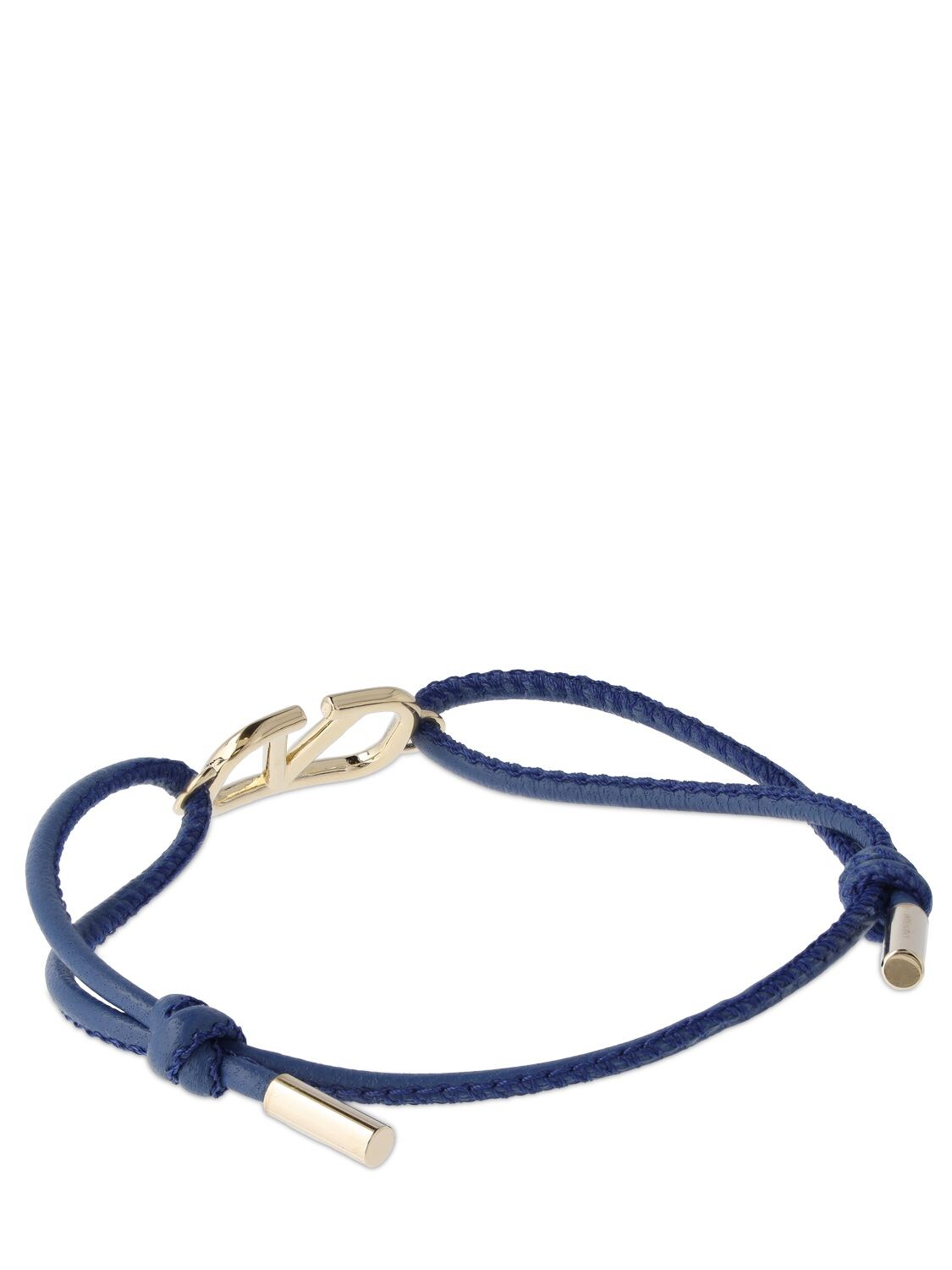 Shop Valentino V Logo Signature Leather Cord Bracelet In Blue