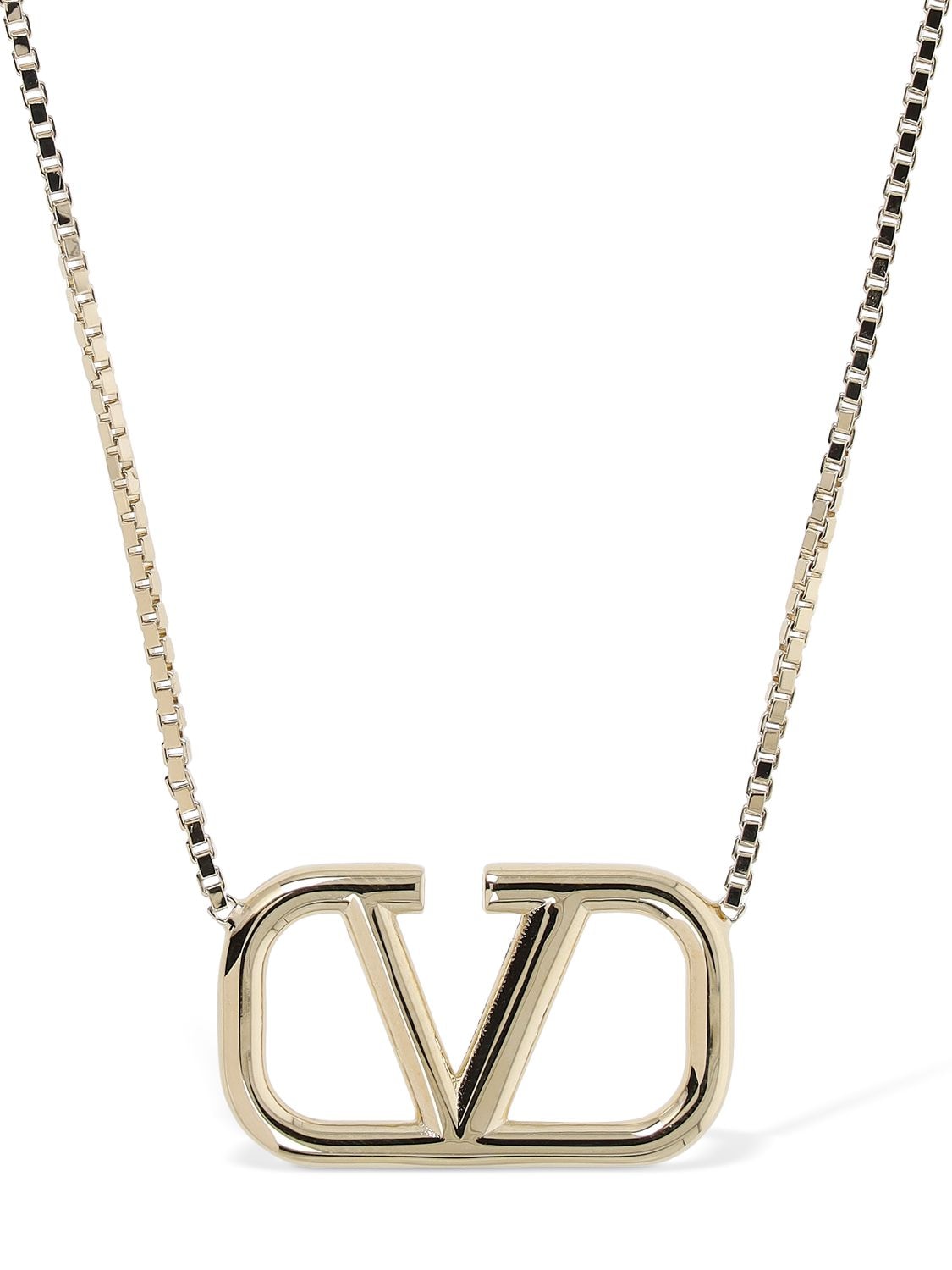 Valentino Garavani V Logo Signature Long Necklace In Gold