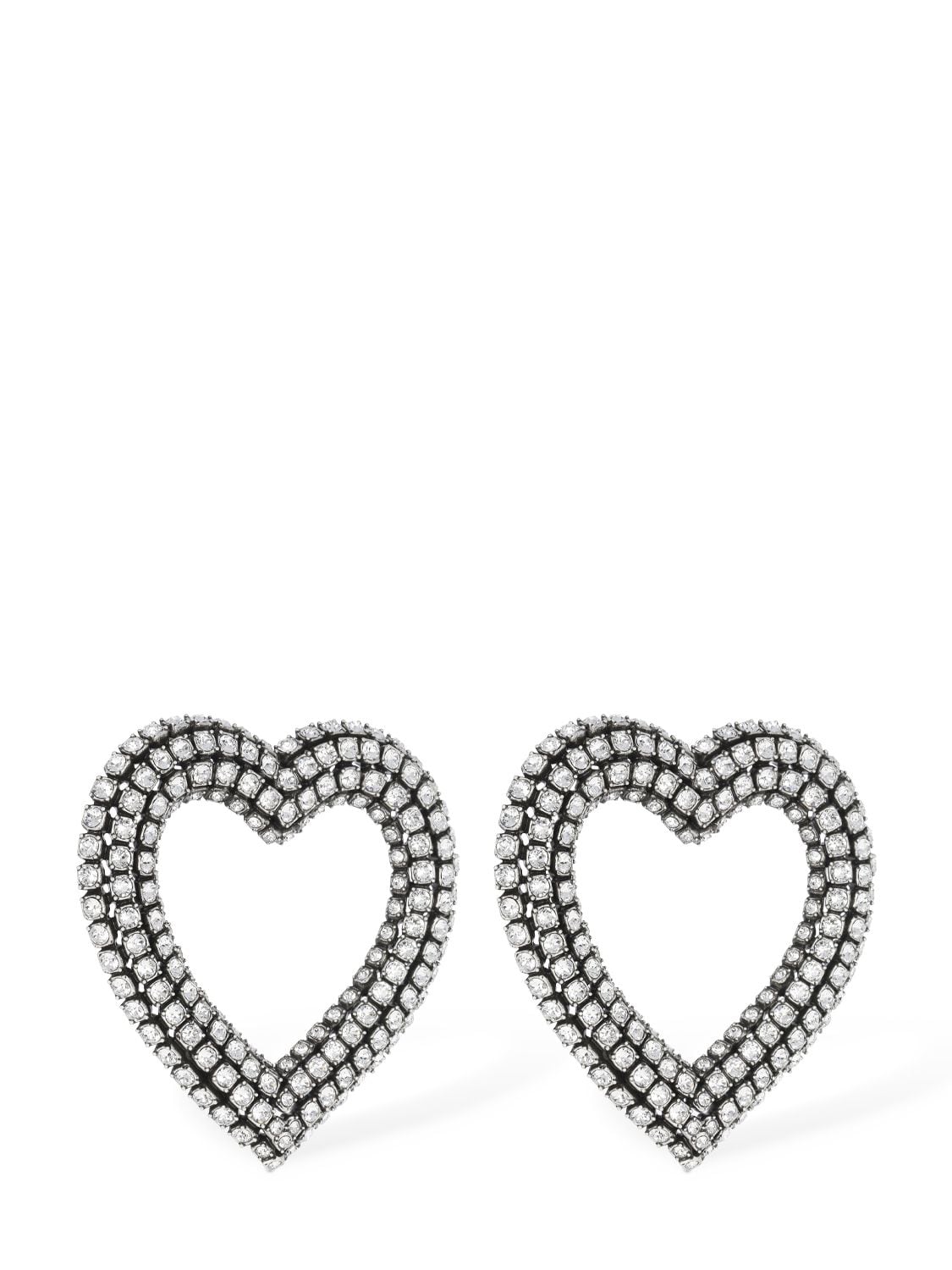 Shop Balenciaga Heart 2.0 Brass Earrings In Silver