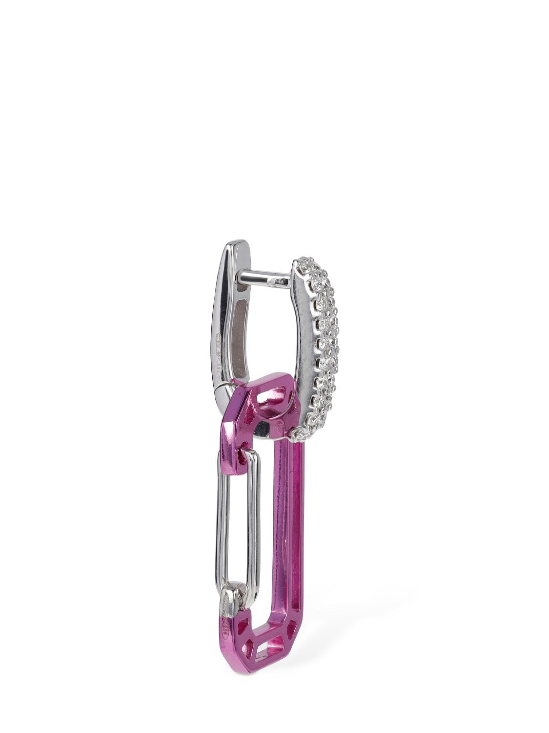 Shop Eéra 18kt Anima Chiara Small Mono Earring In Fuchsia,crystal