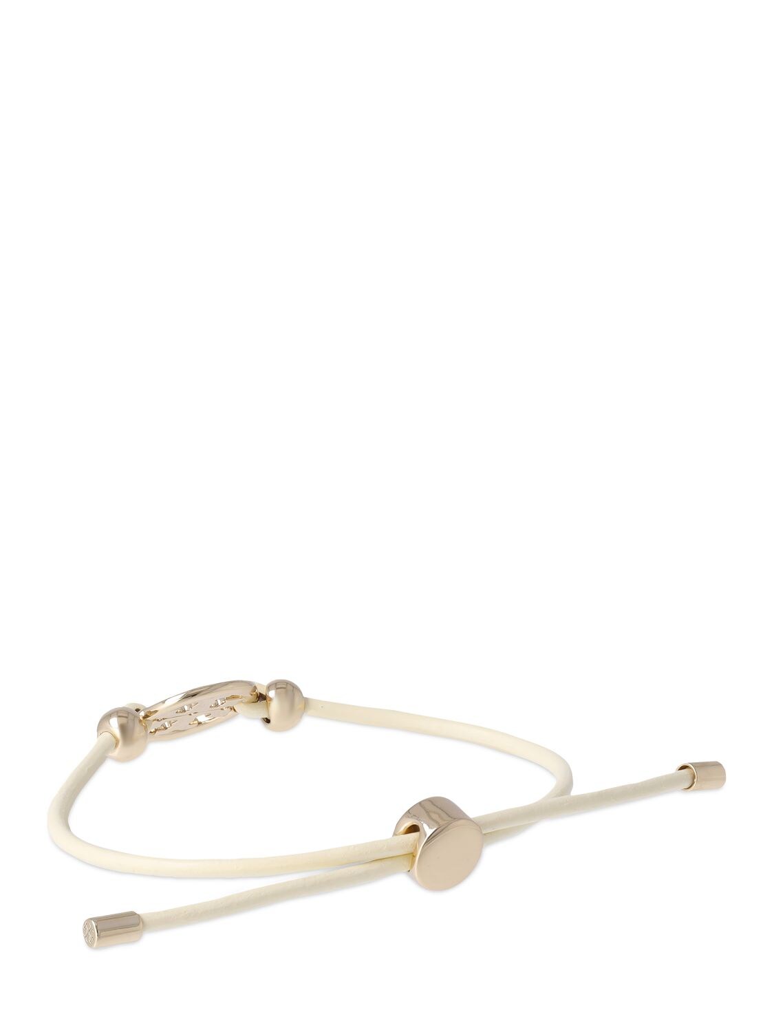 Shop Tory Burch Miller Slider Leather Bracelet In Ivory,gold