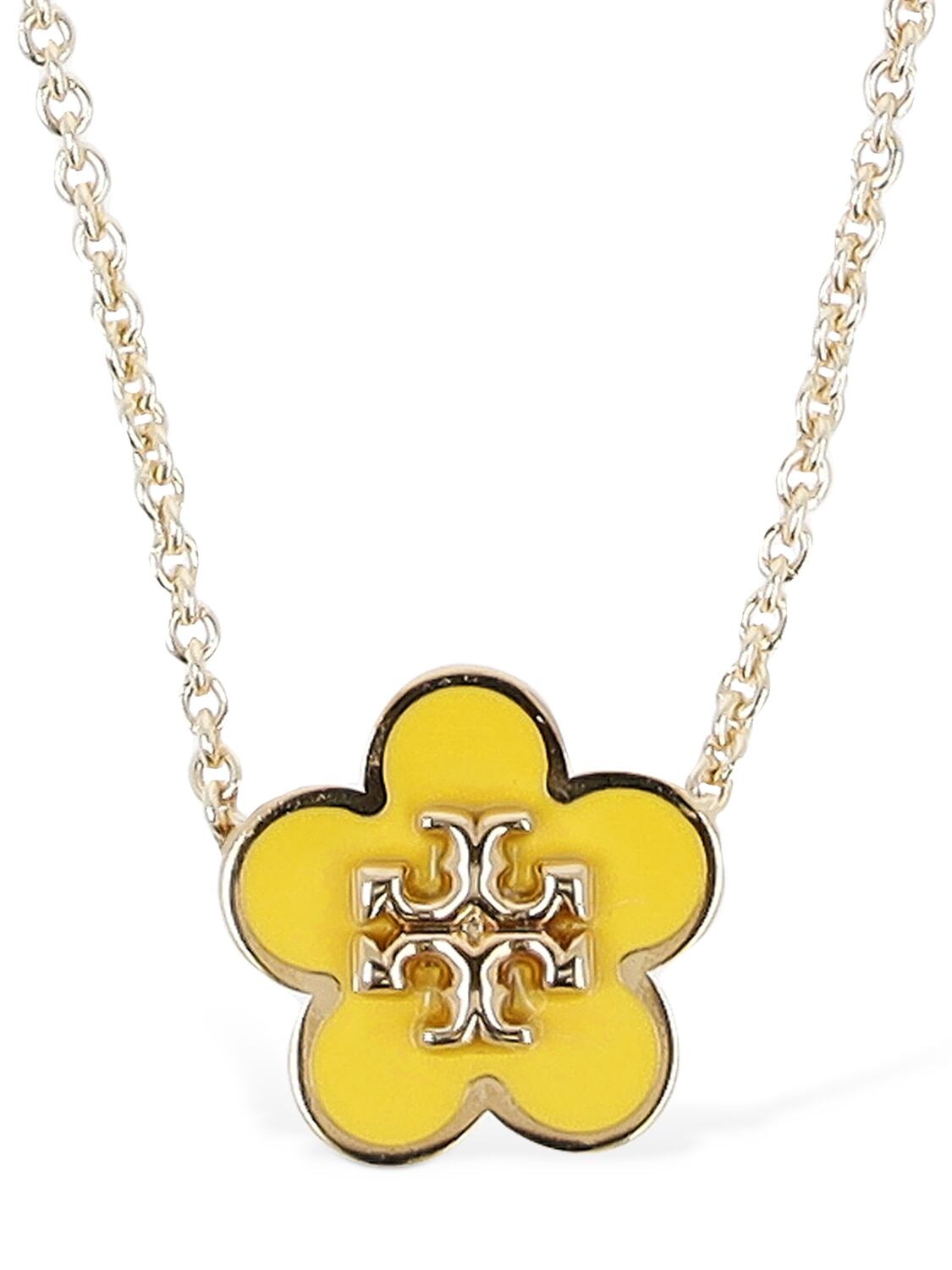 Tory Burch Kira Enamel Flower-Pendant Necklace