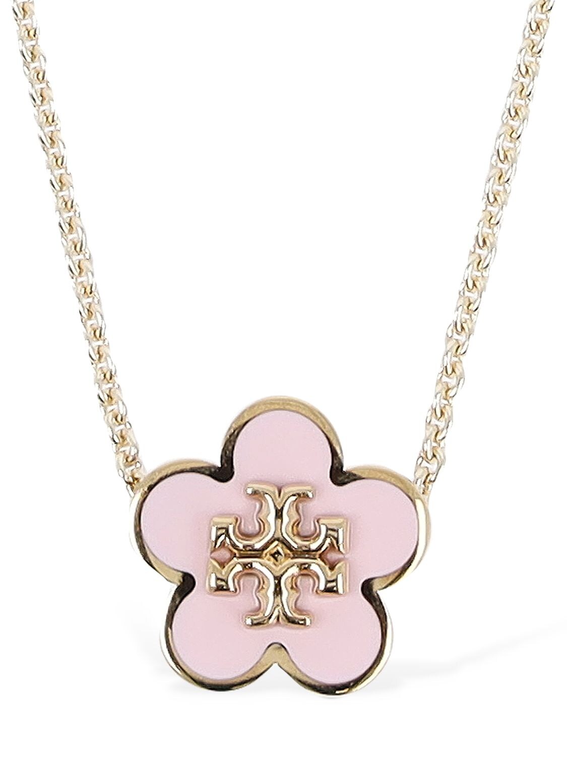 Tory Burch Kira Enamel Flower Pendant Necklace In Pink | ModeSens