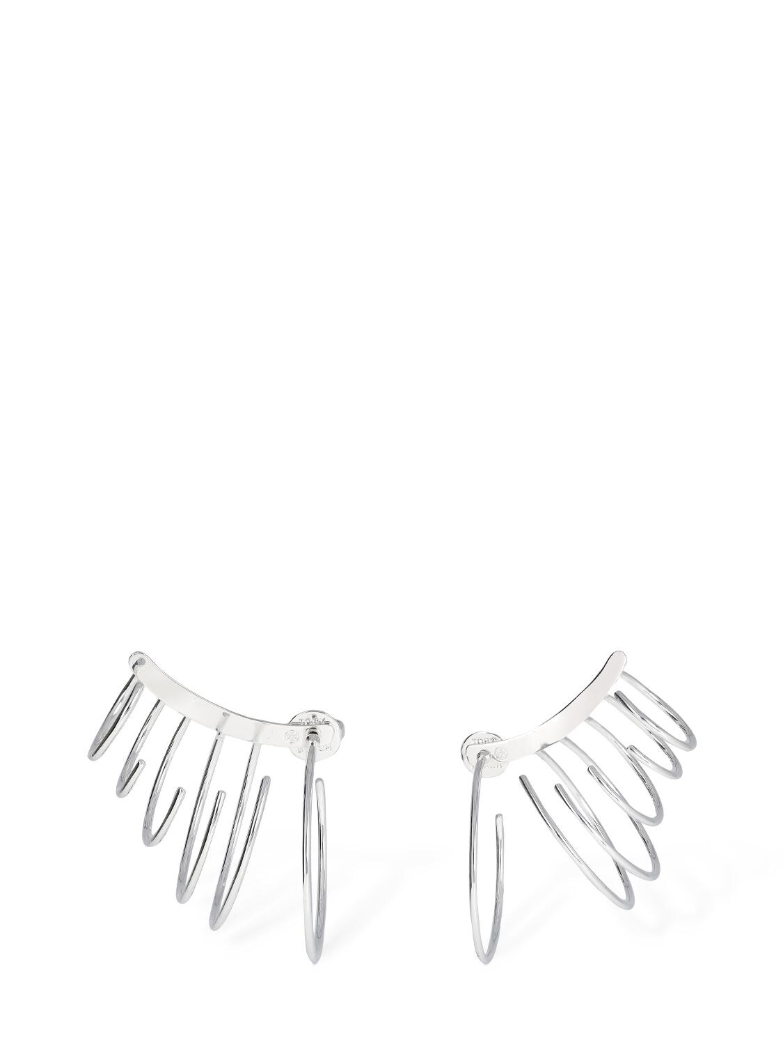 Tory Burch Multi-hoop Design Earrings In Silver