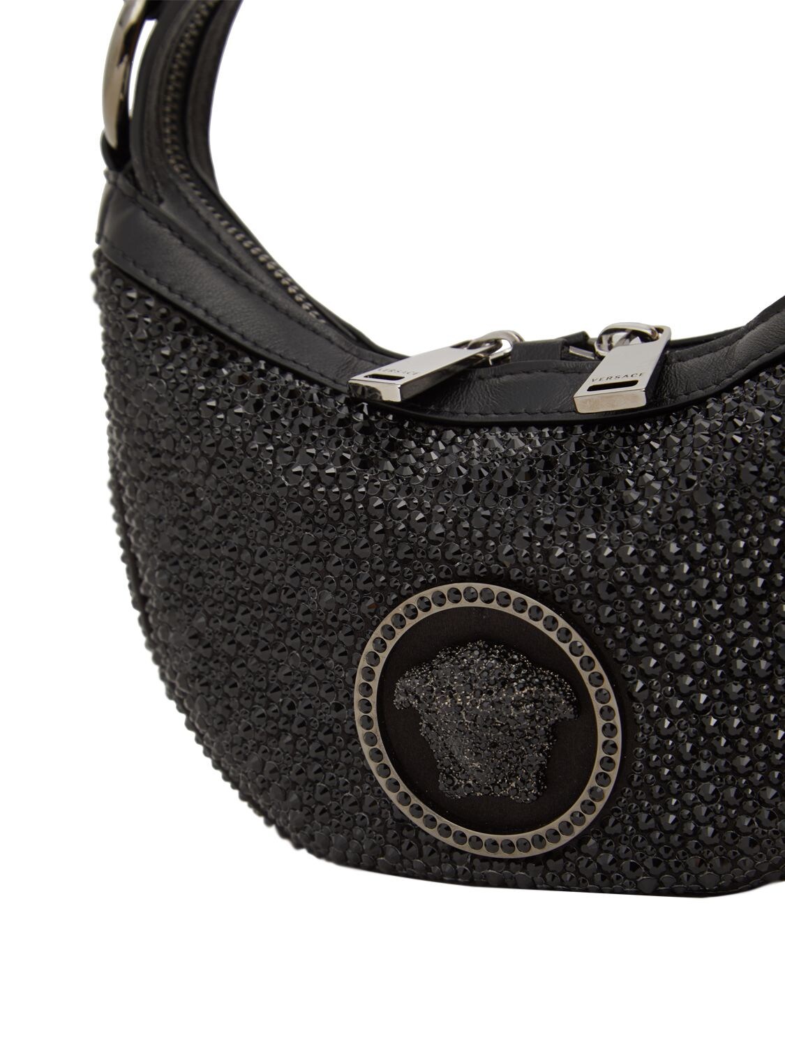 Shop Versace Mini Hobo Shoulder Bag In Black