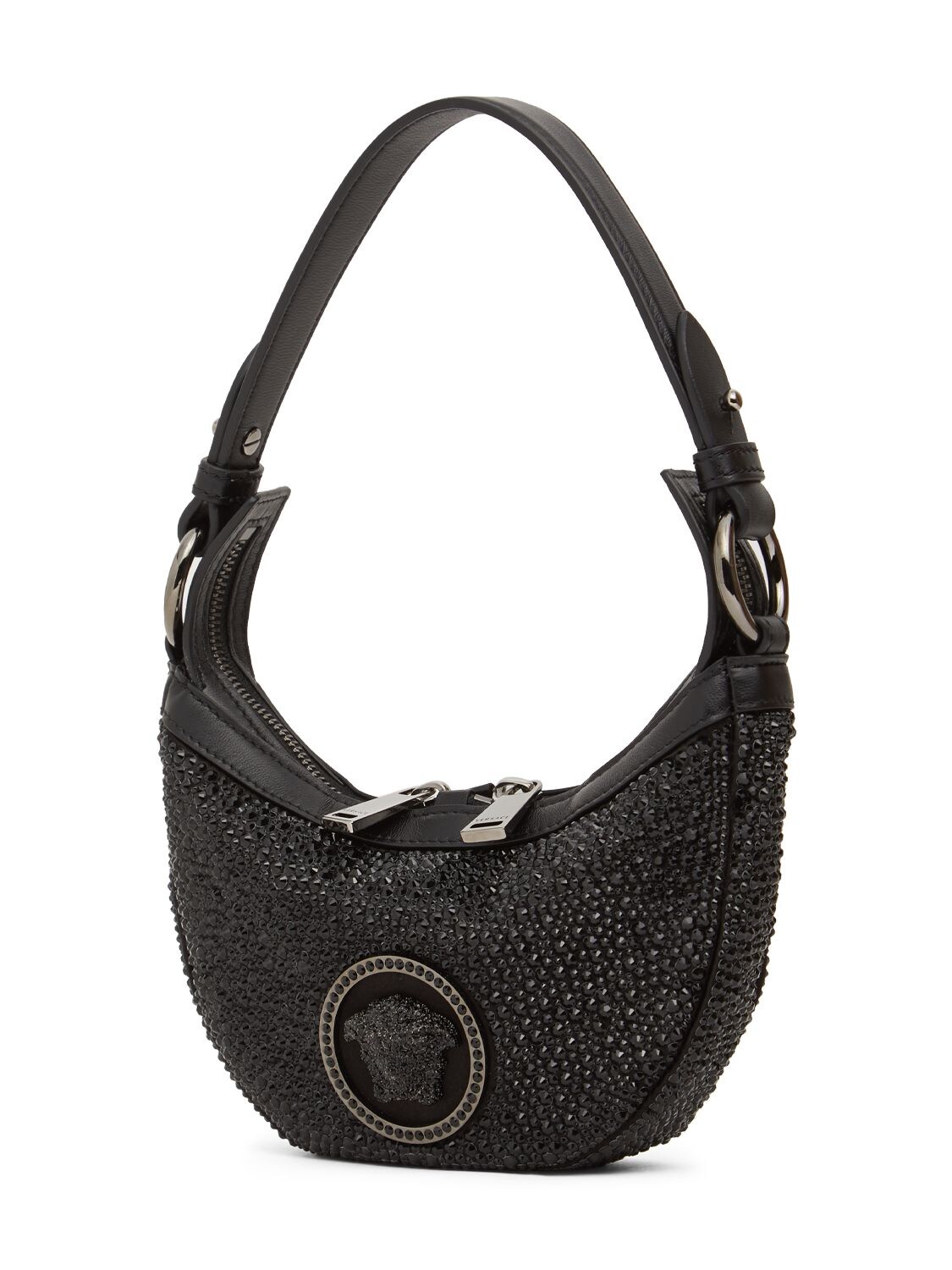 Shop Versace Mini Hobo Shoulder Bag In Black