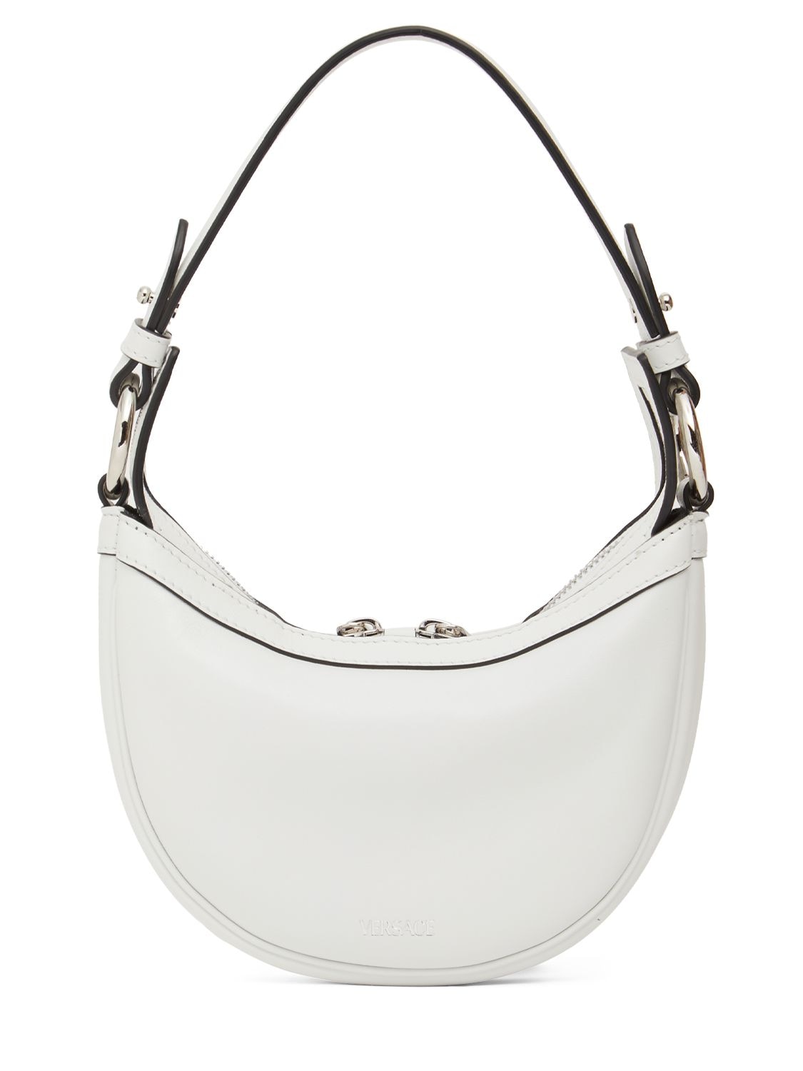 Shop Versace Mini Hobo Leather Shoulder Bag In Optic White