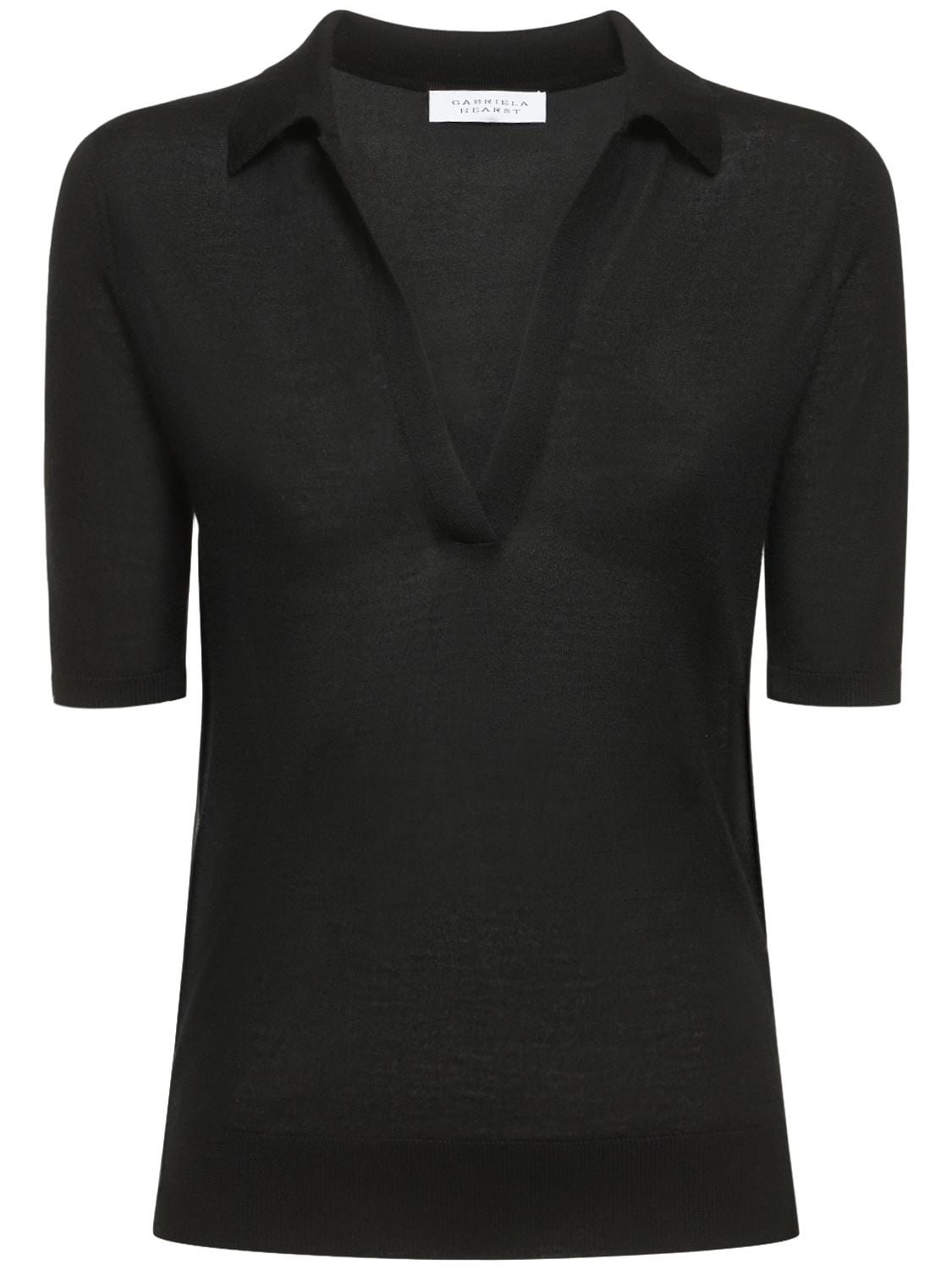 Shop Gabriela Hearst Frank Cashmere & Silk Knit Polo Sweater In Black