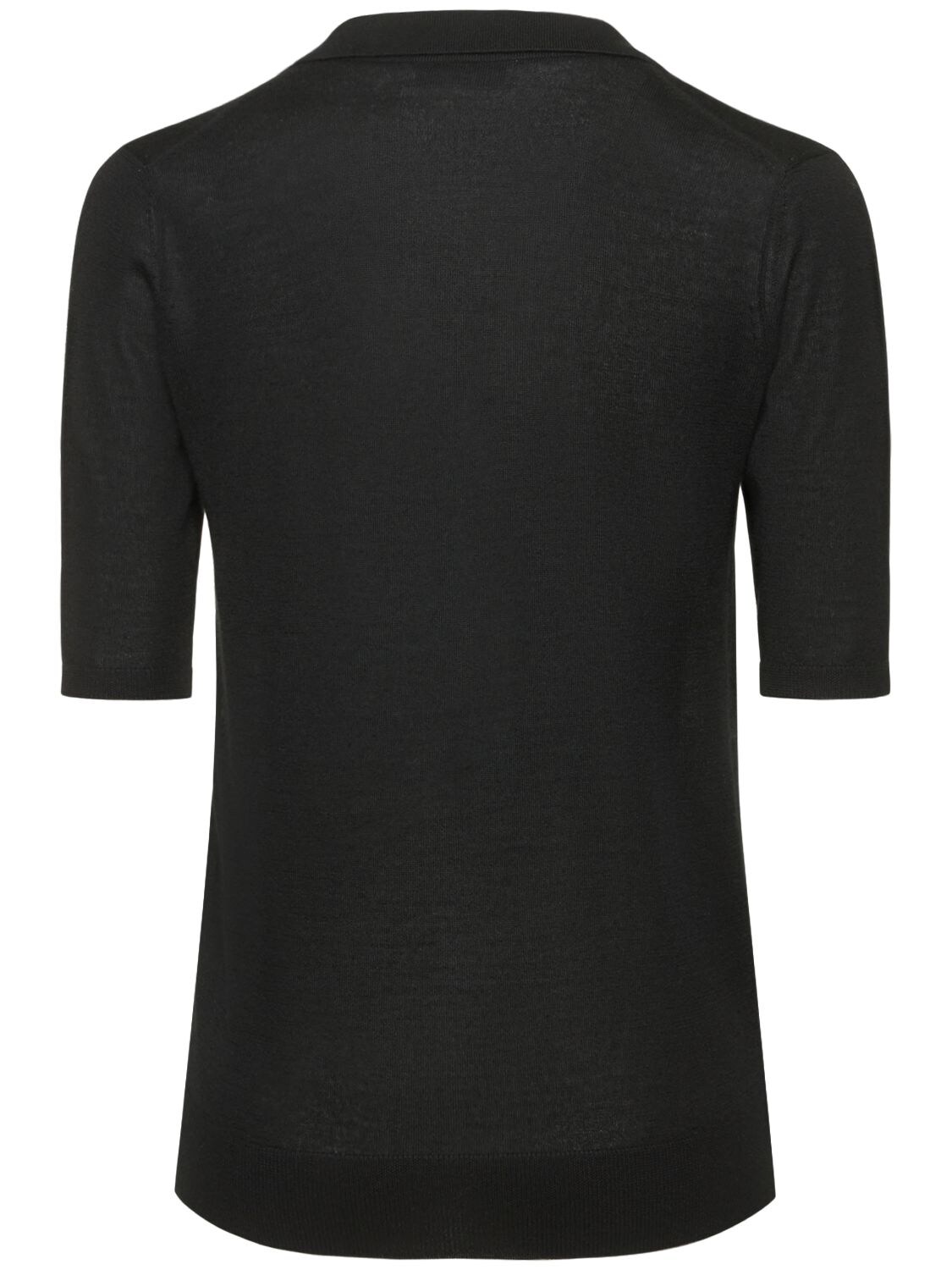 Shop Gabriela Hearst Frank Cashmere & Silk Knit Polo Sweater In Black