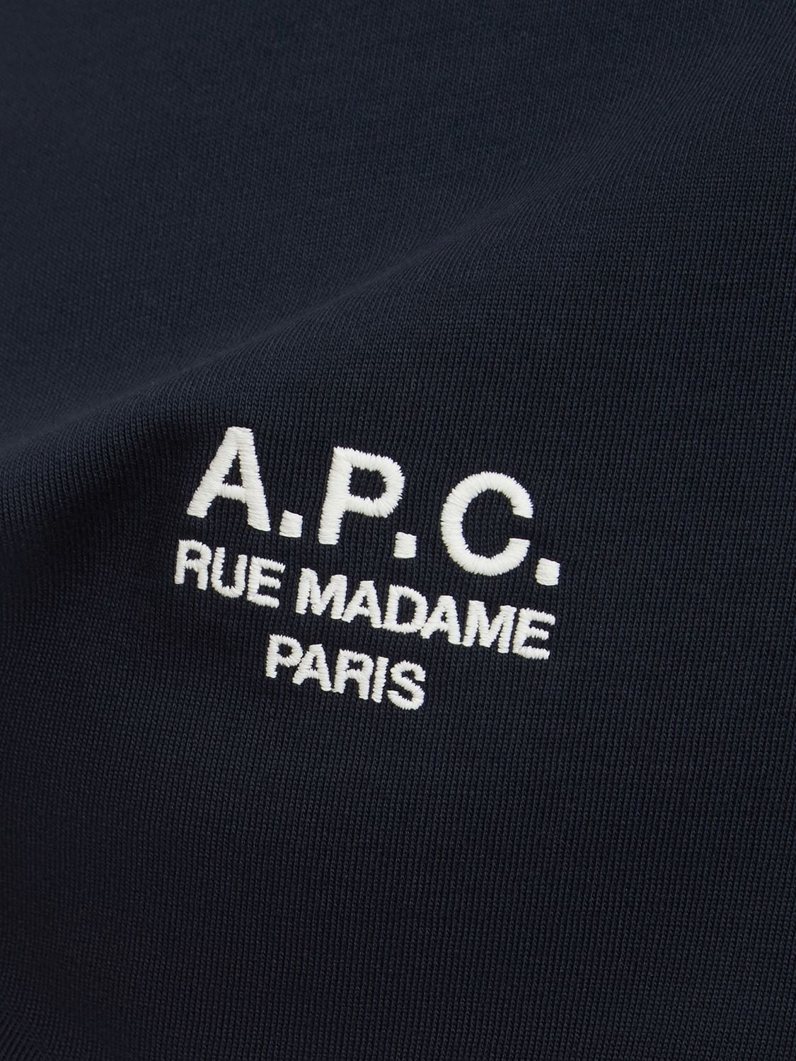 Shop Apc Logo Embroidery Organic Cotton T-shirt In Blue