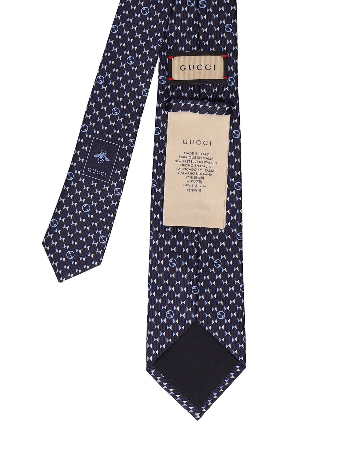 Shop Gucci 7cm Printed Silk Tie In Blue