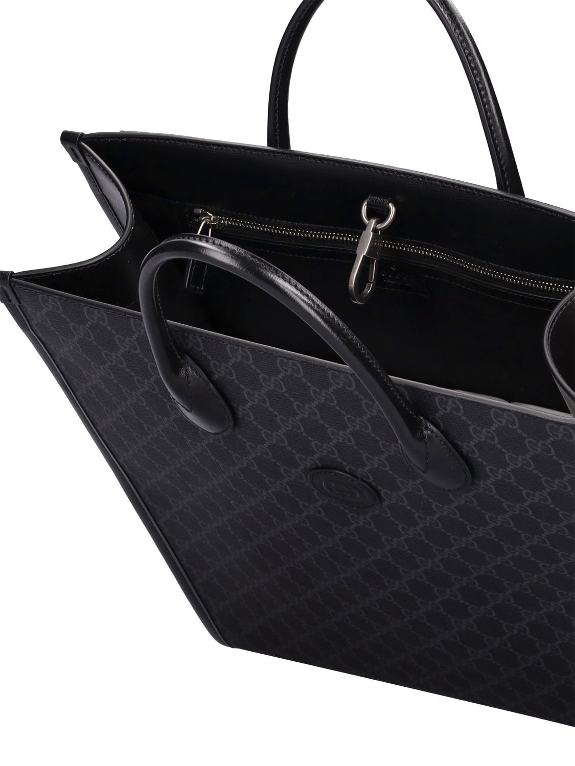 Shop Gucci Retro Gg Canvas Tote Bag In Black