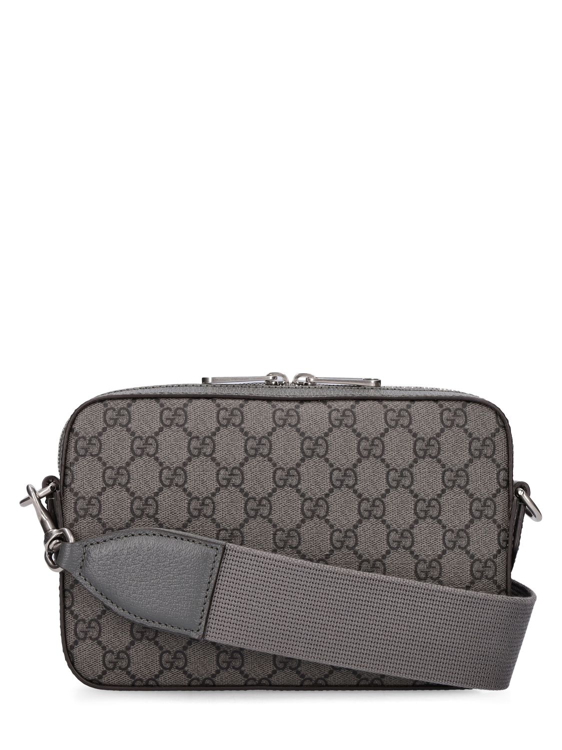 Shop Gucci Ophidia Gg Canvas Shoulder Bag In Grey,black