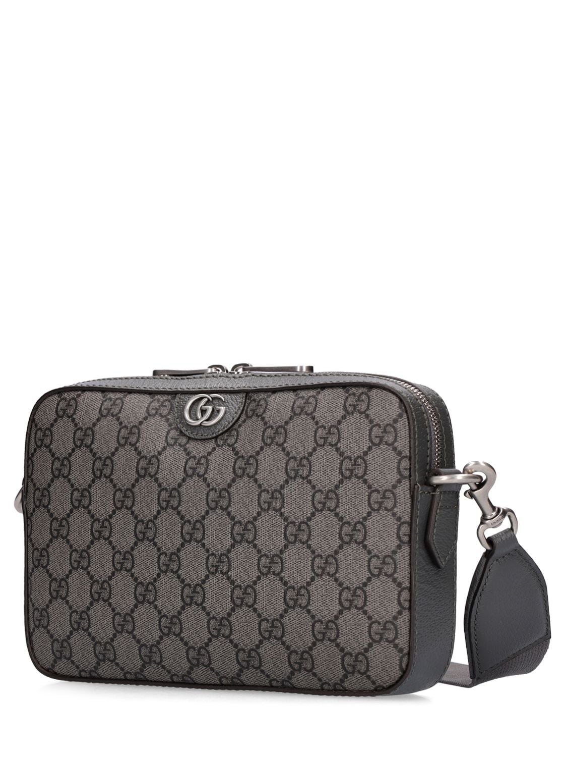 Shop Gucci Ophidia Gg Canvas Shoulder Bag In Grey,black