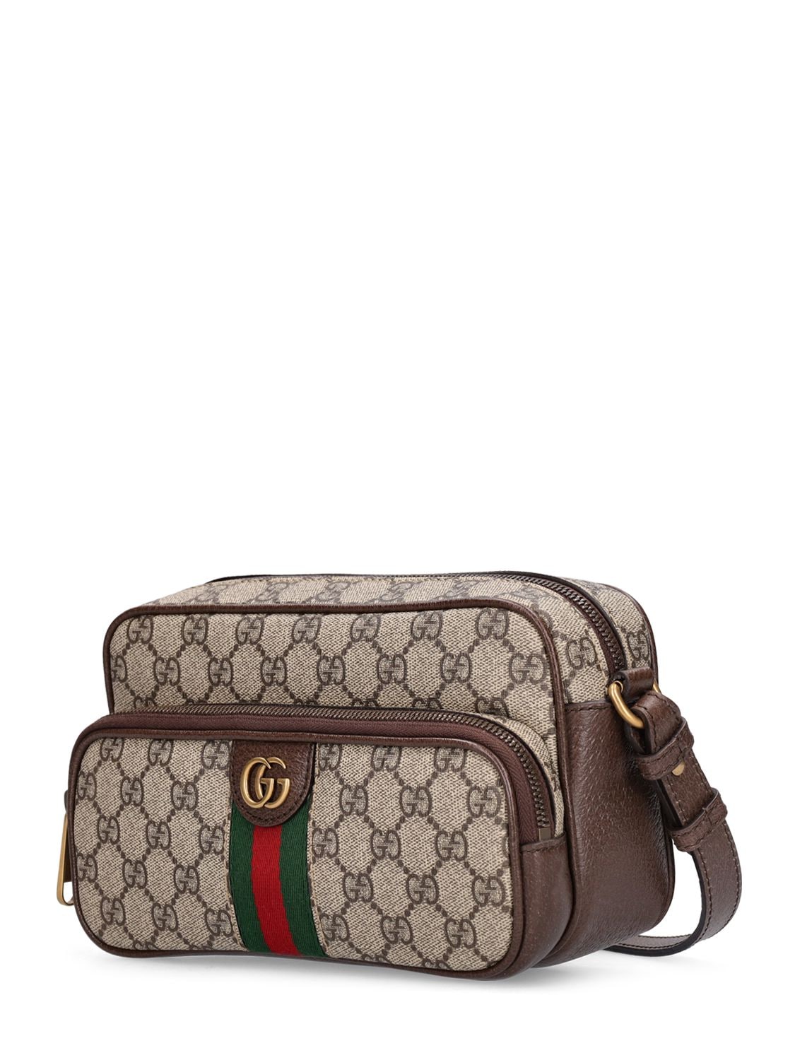 Shop Gucci Ophidia Gg Canvas Shoulder Bag In Beige,brown
