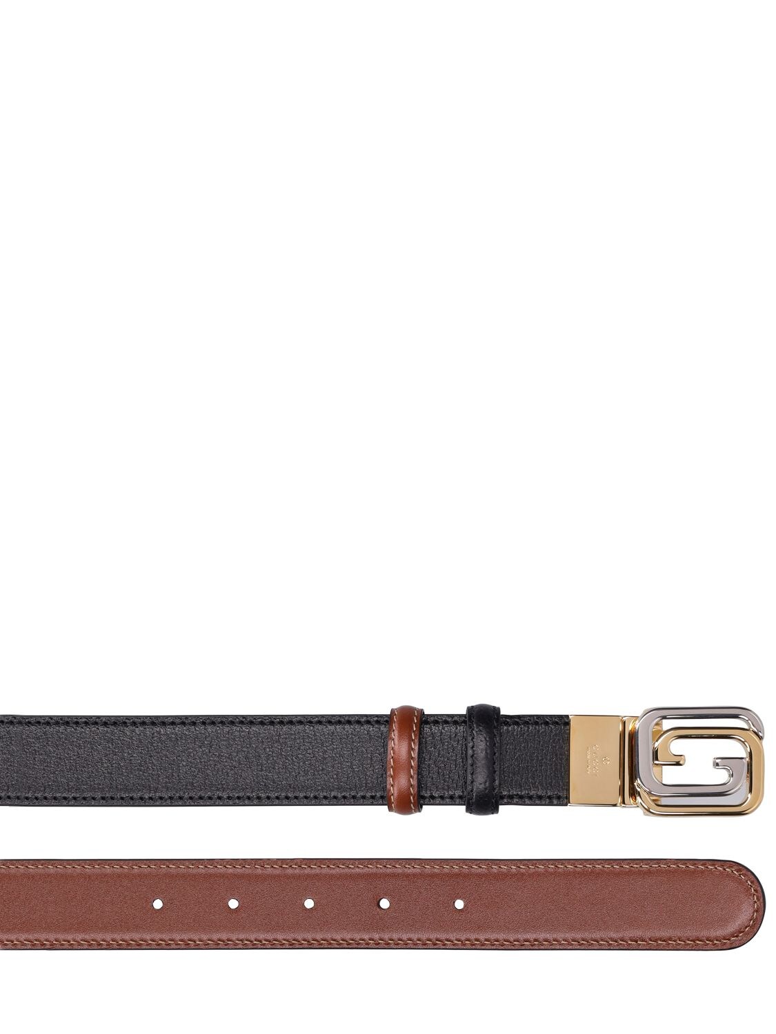 Shop Gucci 3cm Reversible Squared Interlocking Belt In Black,ebony