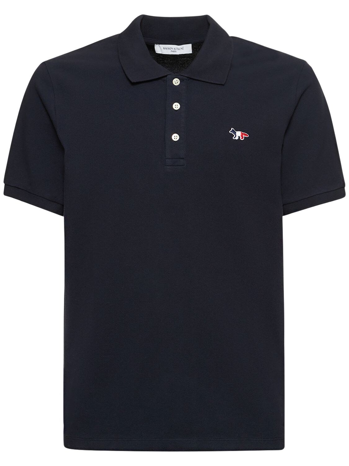 Maison Kitsuné Navy Fox Patch Classic Polo In Black | ModeSens