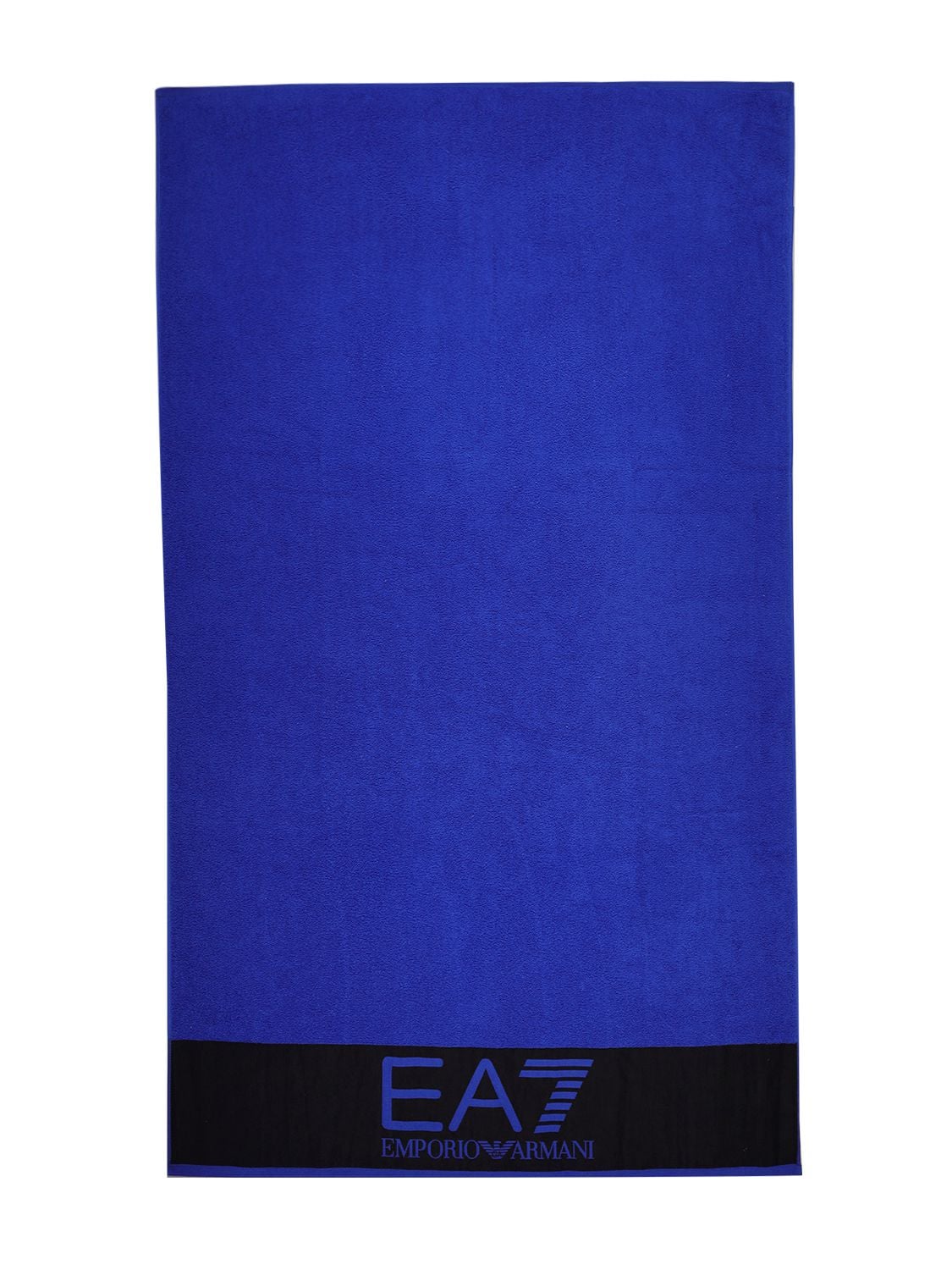 Ea7 Logo Yarn-dyed Cotton Beach Towel In Blue,black