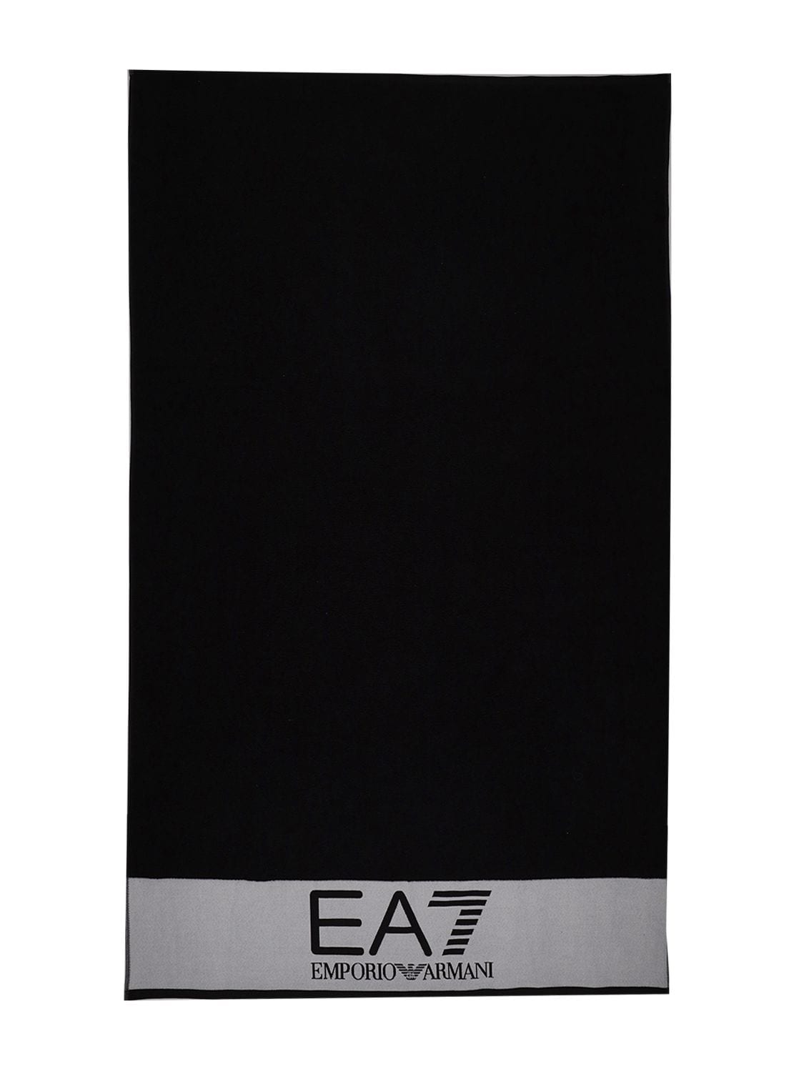 Ea7 Logo Yarn-dyed Cotton Beach Towel In Black,white