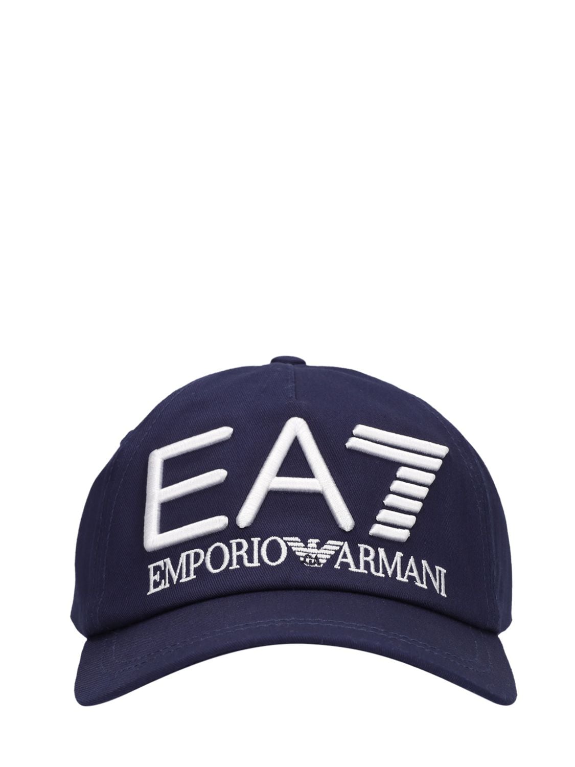 Ea7 Logo Series Embroidery Cotton Cap In Navy
